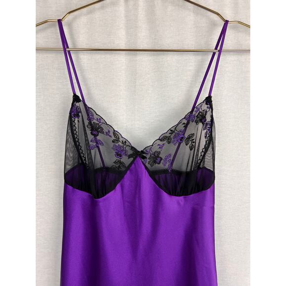 Vintage Body Chic Slip Dress Babydoll Lace Sheer Purple Whimsigoth Sexy Lingerie - Picture 2 of 6